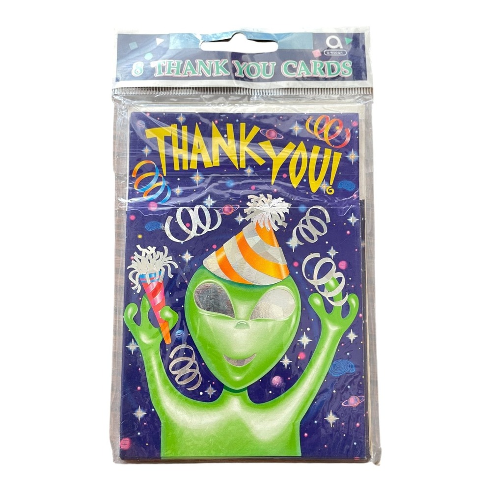 Amscan Alien Encounter Thank You Cards 8 Count Party Theme W/ Envelopes New